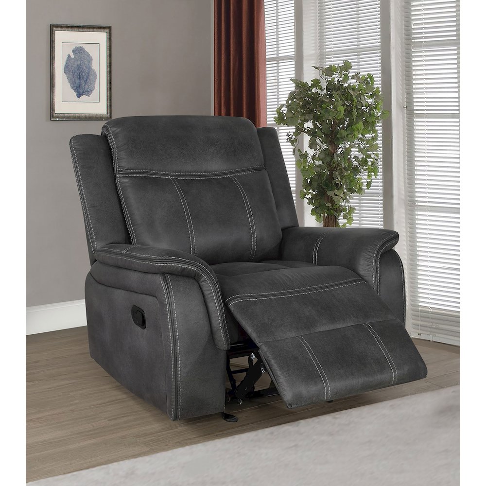 Lawrence Upholstered Padded Arm Glider Recliner Charcoal. Picture 5
