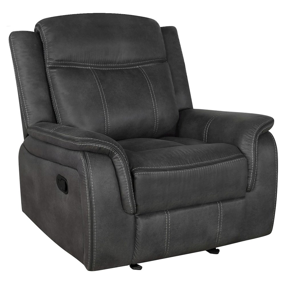 Lawrence Upholstered Padded Arm Glider Recliner Charcoal. Picture 1