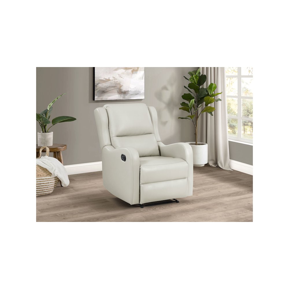 Kelsey Upholstered English Arm Recliner Chair Ivory. Picture 4