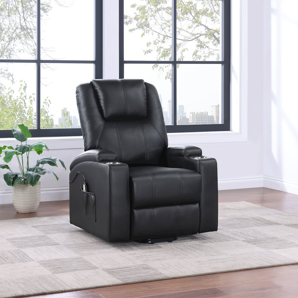 Armstrong Upholstered Power Lift Massage Recliner Black. Picture 10