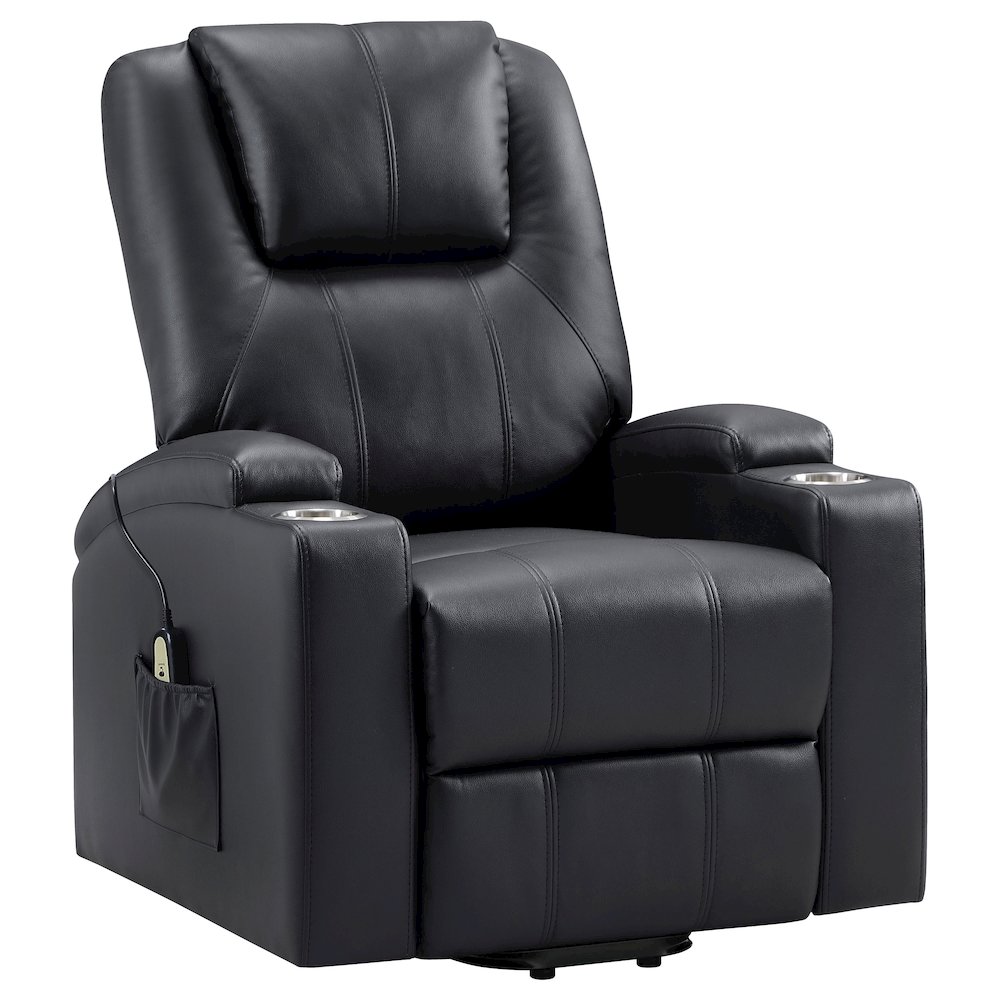 Armstrong Upholstered Power Lift Massage Recliner Black. Picture 2