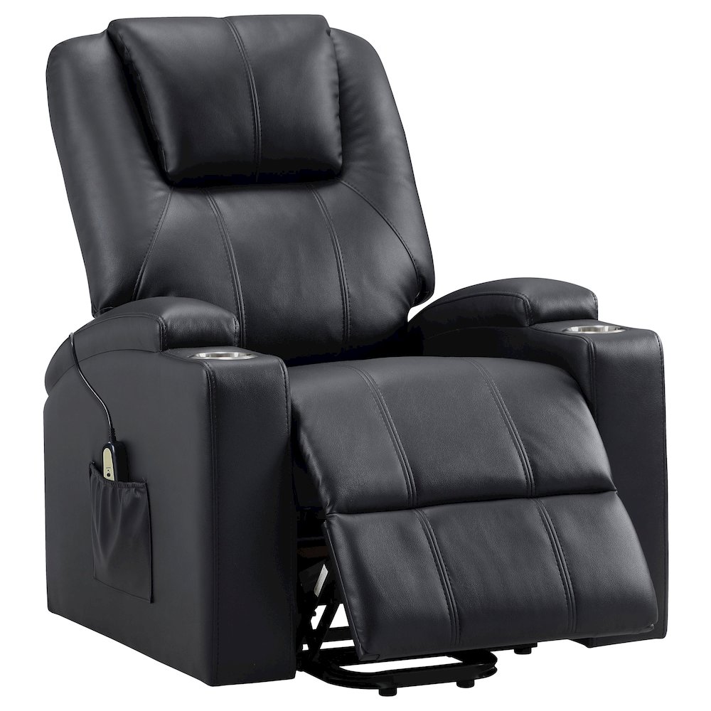 Armstrong Upholstered Power Lift Massage Recliner Black. Picture 1
