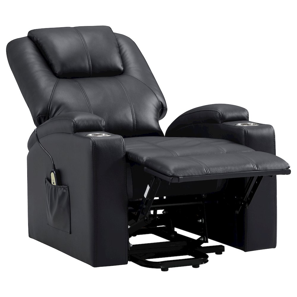 Armstrong Upholstered Power Lift Massage Recliner Black. Picture 4