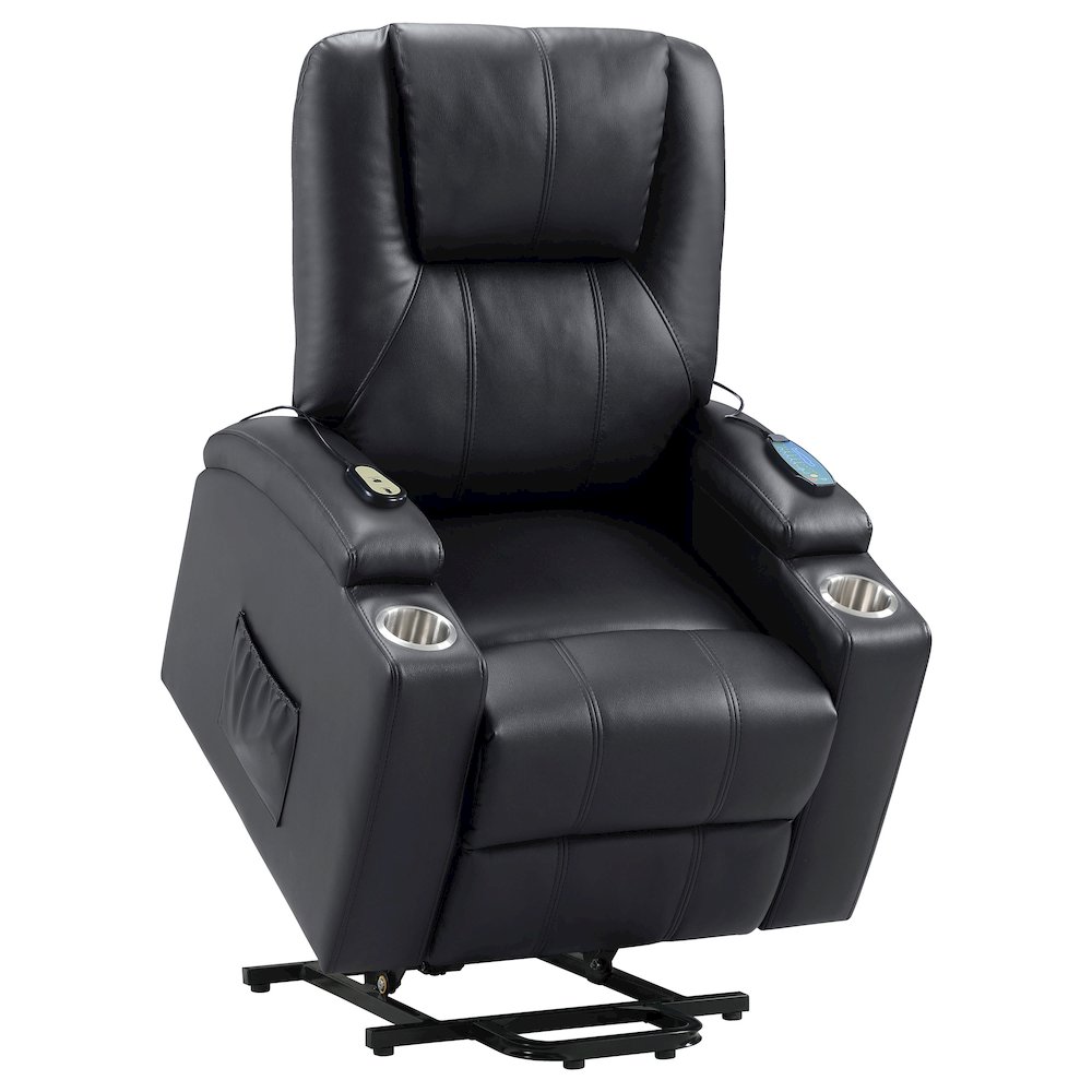 Armstrong Upholstered Power Lift Massage Recliner Black. Picture 6