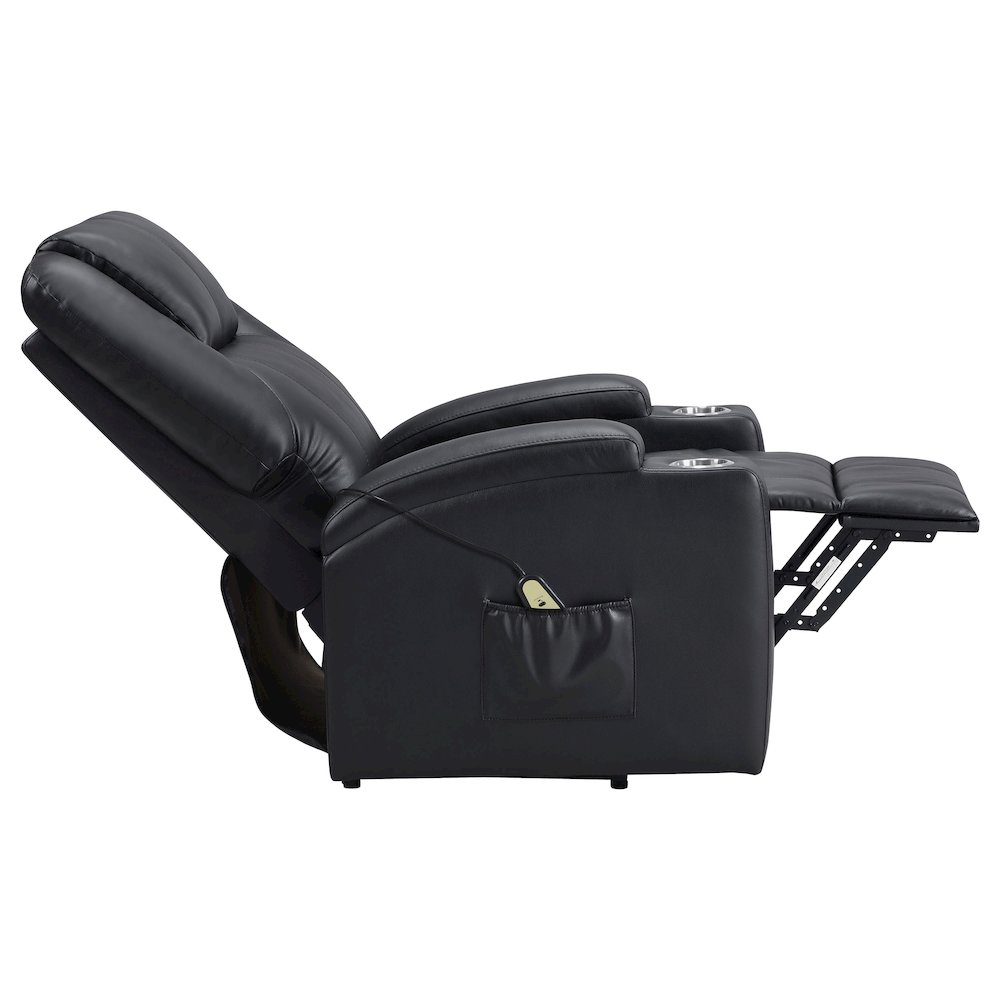 Armstrong Upholstered Power Lift Massage Recliner Black. Picture 8