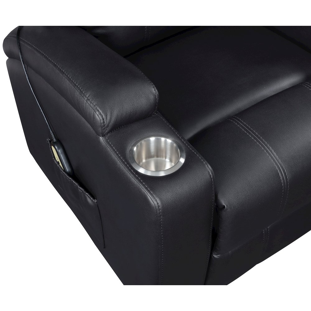 Armstrong Upholstered Power Lift Massage Recliner Black. Picture 13