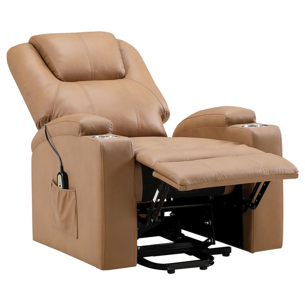 Armstrong Upholstered Power Lift Massage Recliner Camel. Picture 4