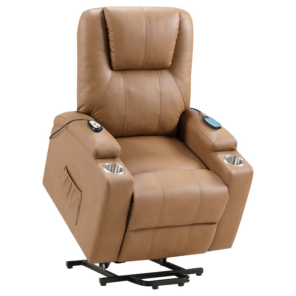 Armstrong Upholstered Power Lift Massage Recliner Camel. Picture 6