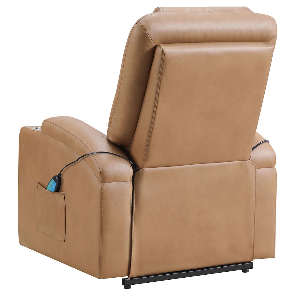 Armstrong Upholstered Power Lift Massage Recliner Camel. Picture 7