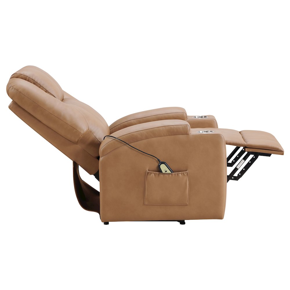 Armstrong Upholstered Power Lift Massage Recliner Camel. Picture 8