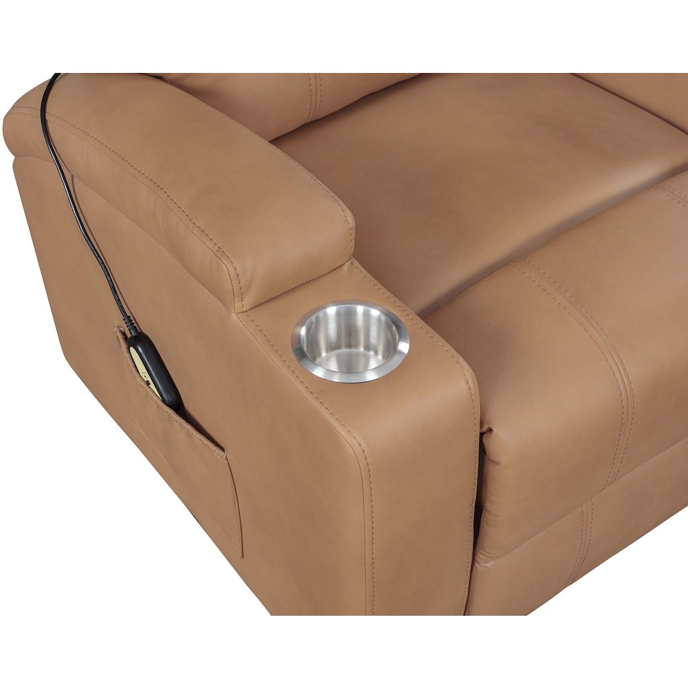 Armstrong Upholstered Power Lift Massage Recliner Camel. Picture 13