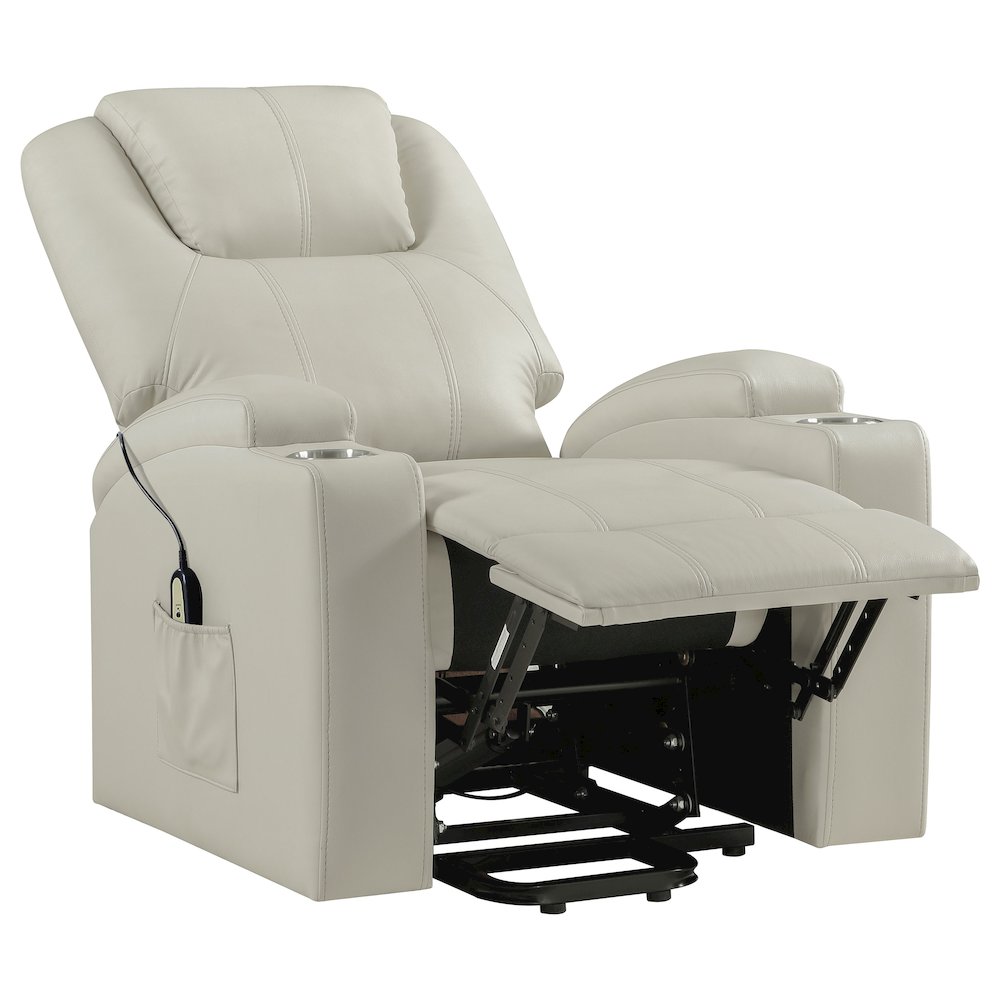 Armstrong Upholstered Power Lift Massage Recliner Ivory. Picture 6