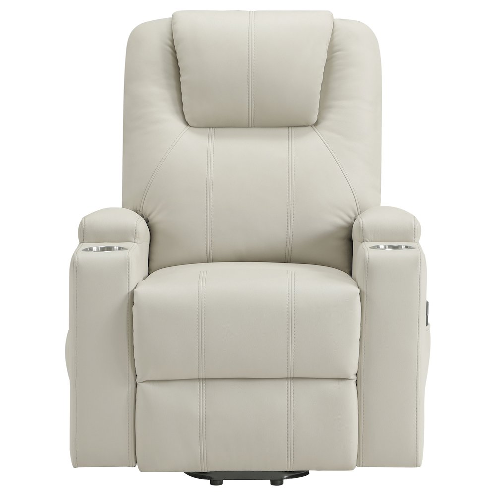 Armstrong Upholstered Power Lift Massage Recliner Ivory. Picture 7