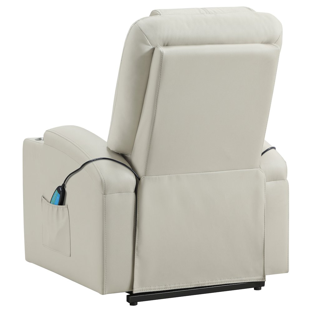 Armstrong Upholstered Power Lift Massage Recliner Ivory. Picture 9