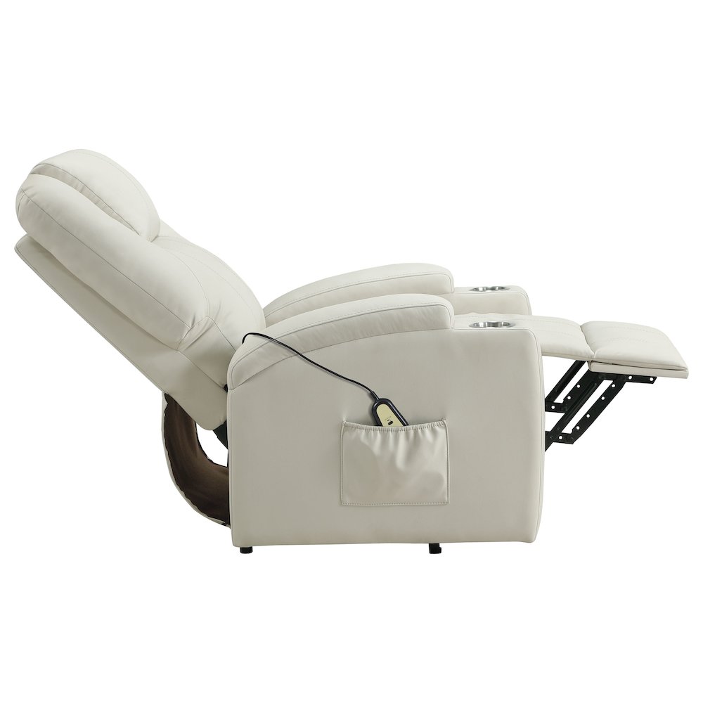 Armstrong Upholstered Power Lift Massage Recliner Ivory. Picture 10