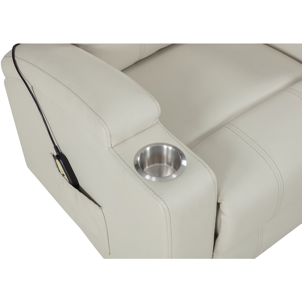 Armstrong Upholstered Power Lift Massage Recliner Ivory. Picture 11