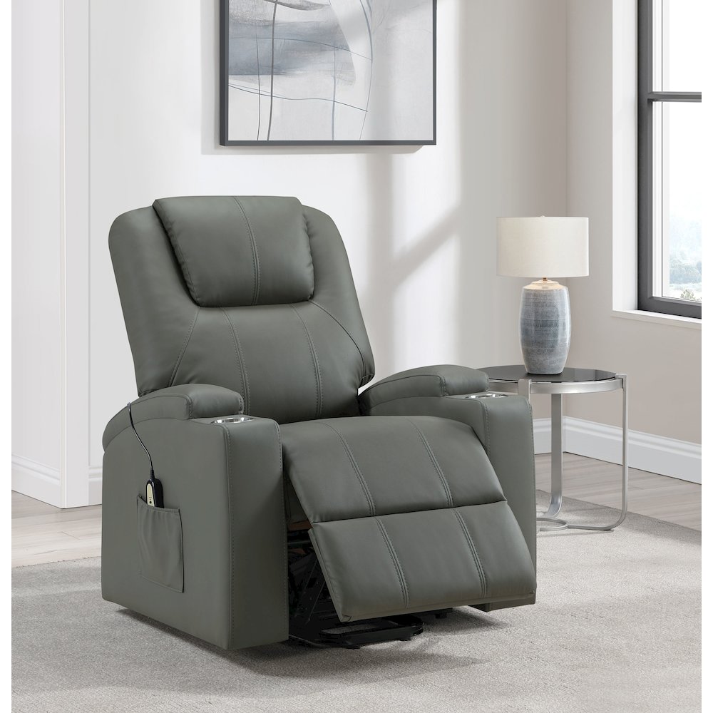 Armstrong Upholstered Power Lift Massage Recliner Grey. Picture 3