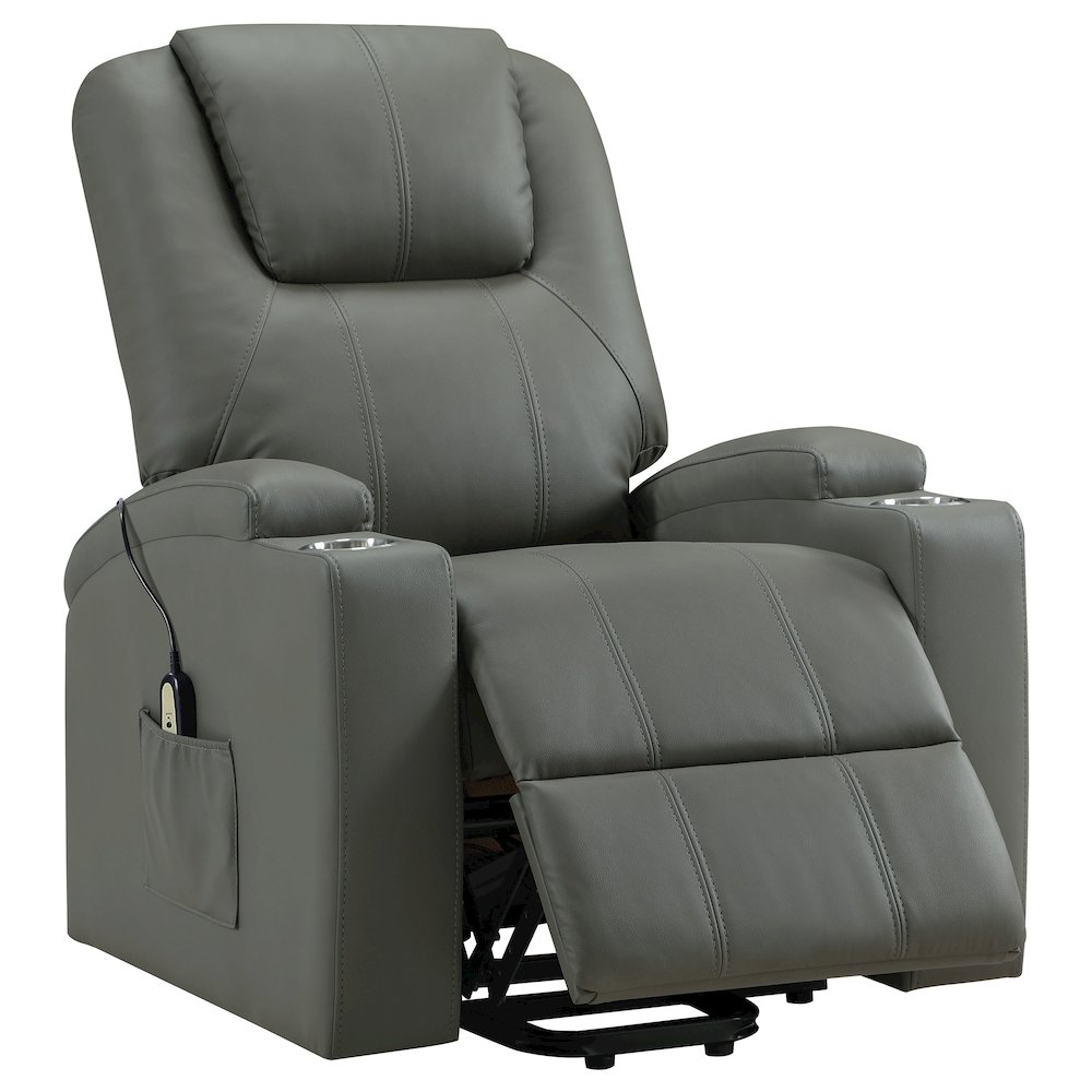 Armstrong Upholstered Power Lift Massage Recliner Grey. Picture 1