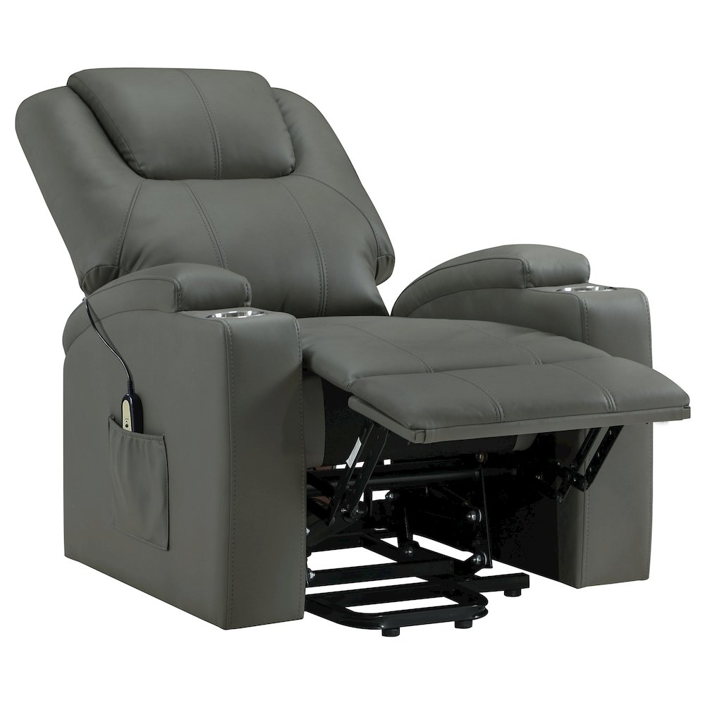 Armstrong Upholstered Power Lift Massage Recliner Grey. Picture 6