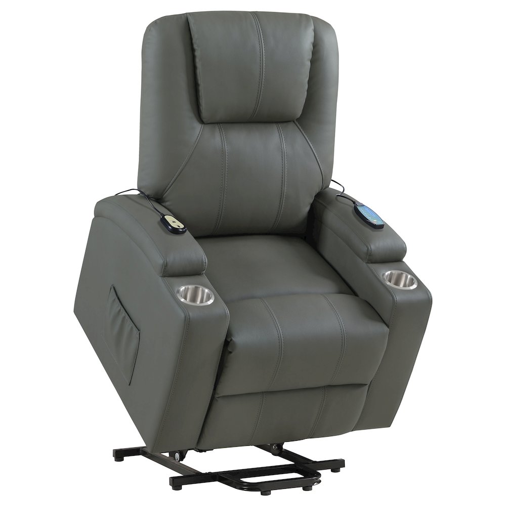 Armstrong Upholstered Power Lift Massage Recliner Grey. Picture 8
