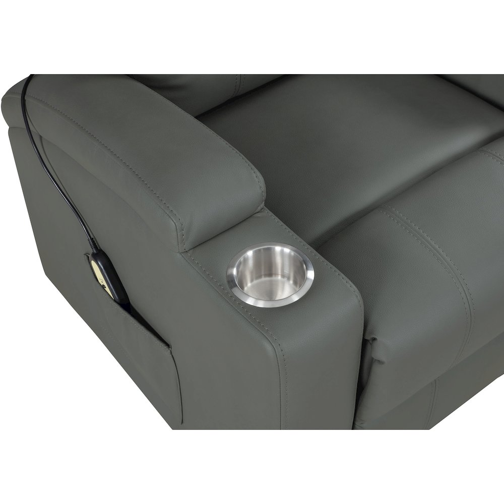 Armstrong Upholstered Power Lift Massage Recliner Grey. Picture 11