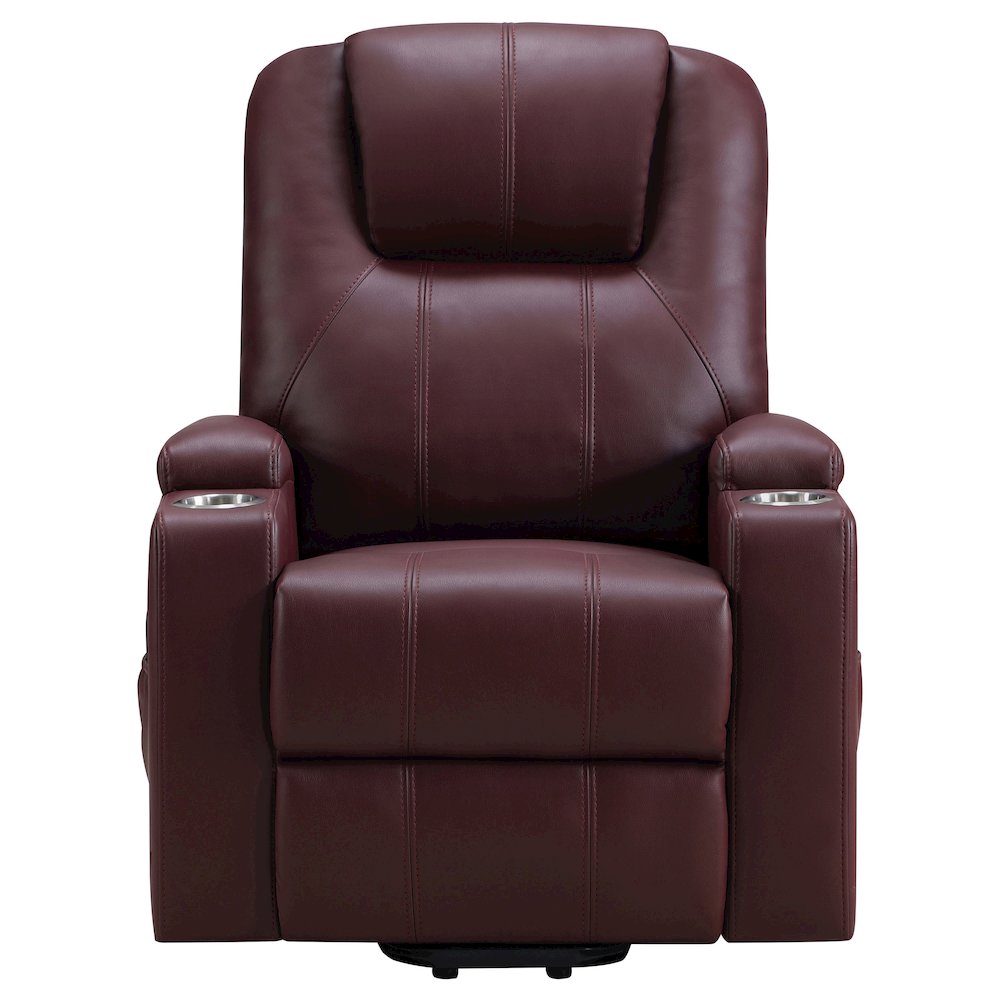 Armstrong Upholstered Power Lift Massage Recliner Wine Red. Picture 5