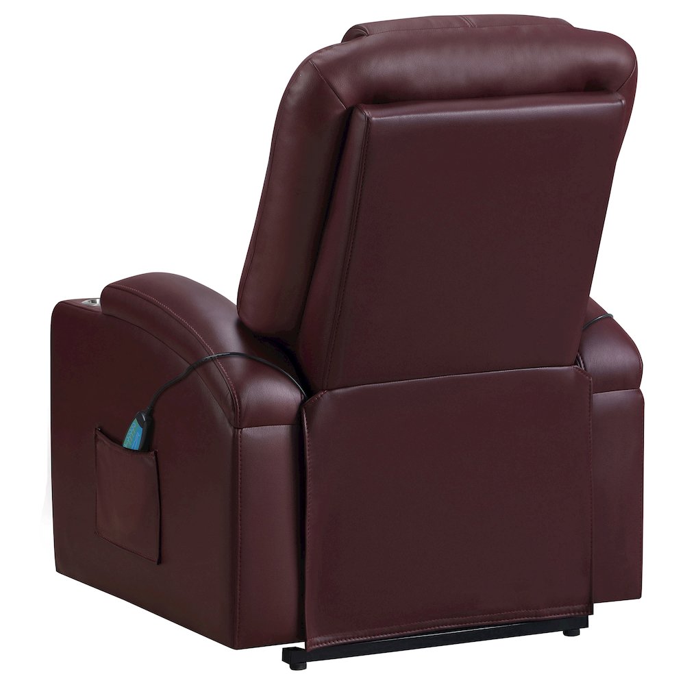 Armstrong Upholstered Power Lift Massage Recliner Wine Red. Picture 7