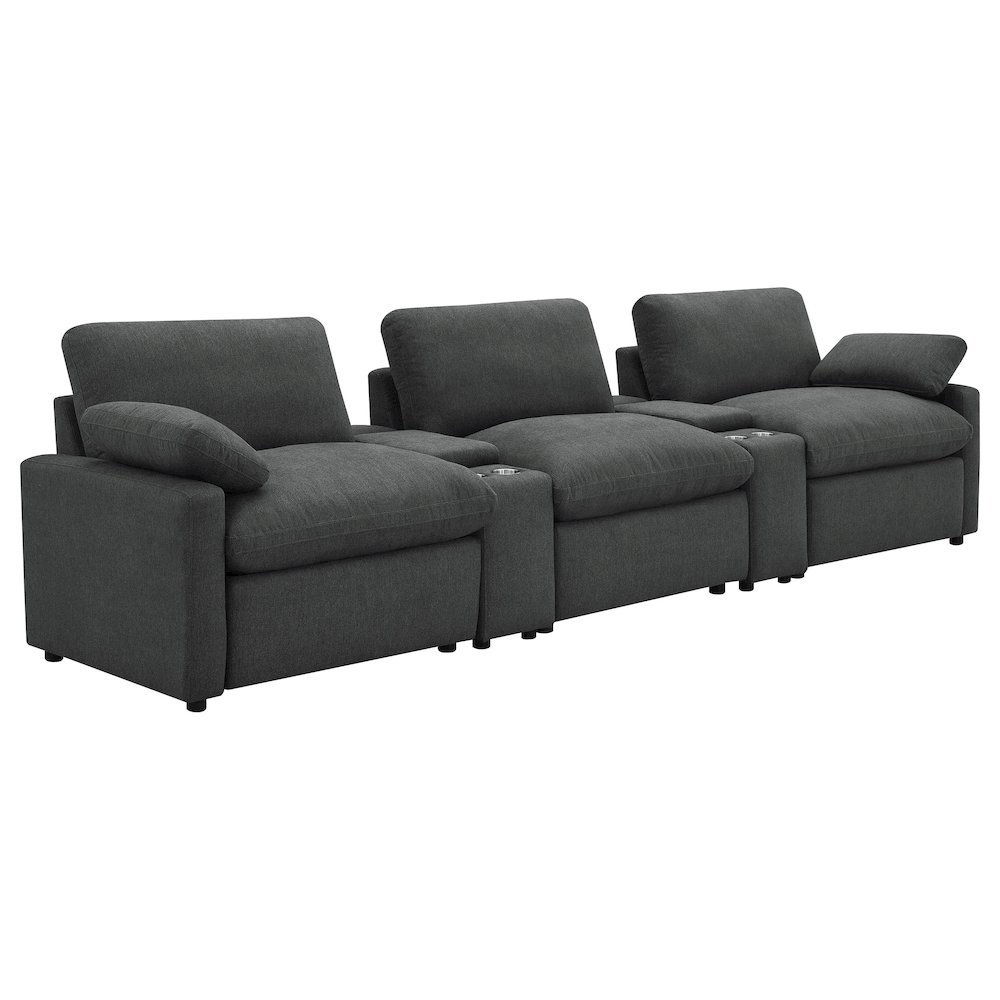 Collins 5-piece Power Reclining Home Theater Seating Dark Grey. Picture 1