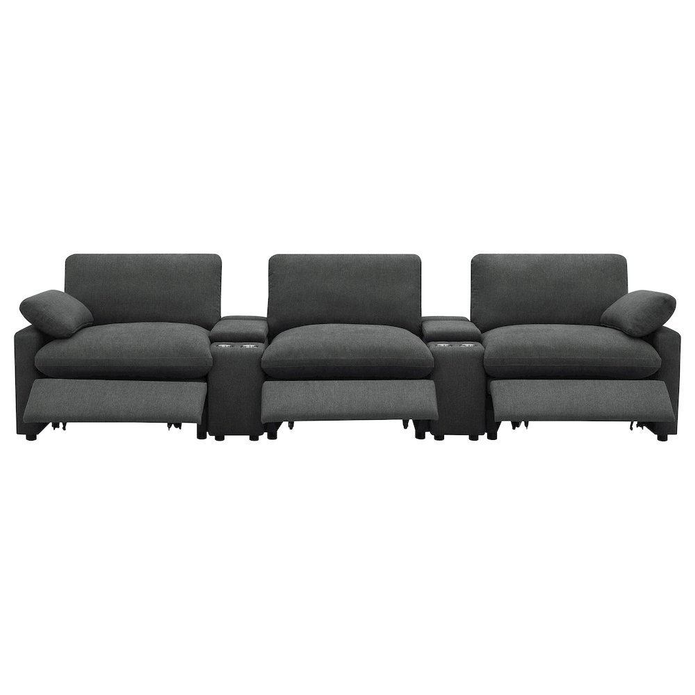 Collins 5-piece Power Reclining Home Theater Seating Dark Grey. Picture 4