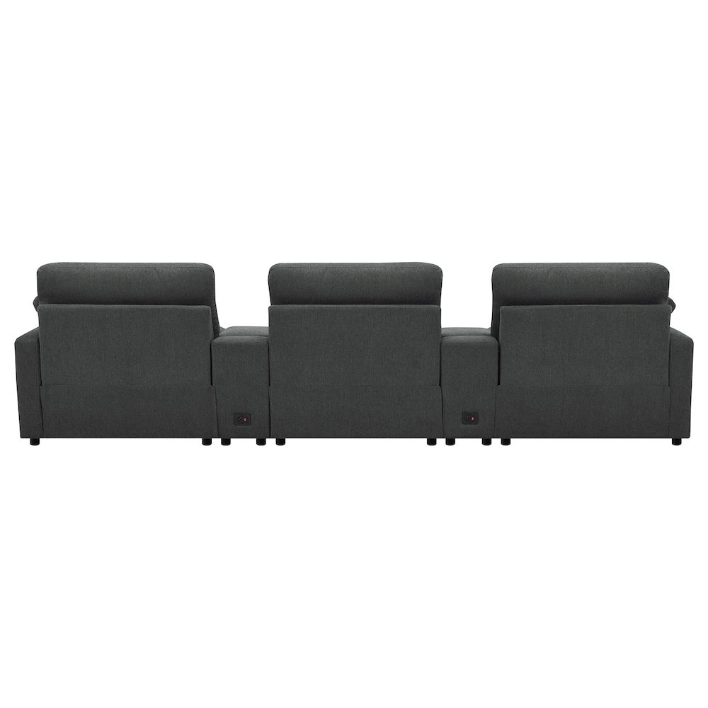 Collins 5-piece Power Reclining Home Theater Seating Dark Grey. Picture 5