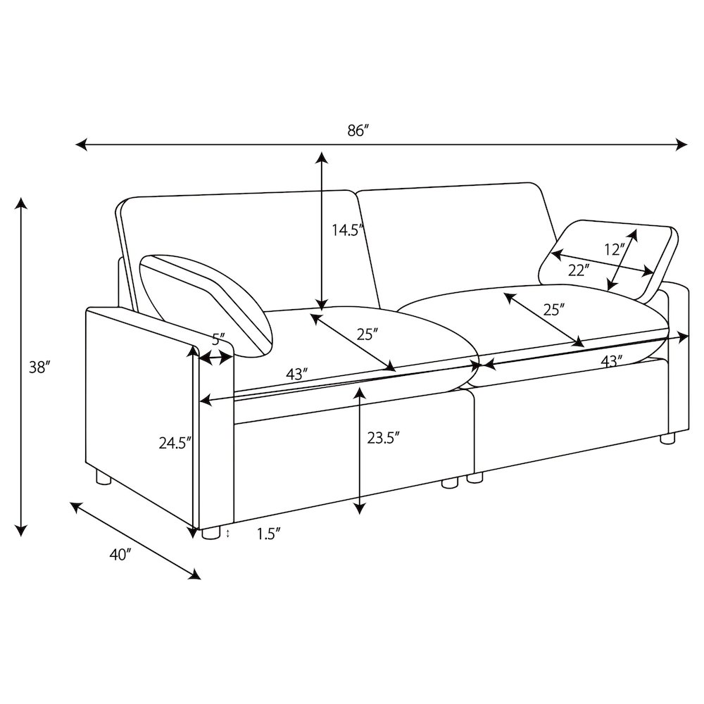 Collins Modular Power Loveseat Dark Grey. Picture 14
