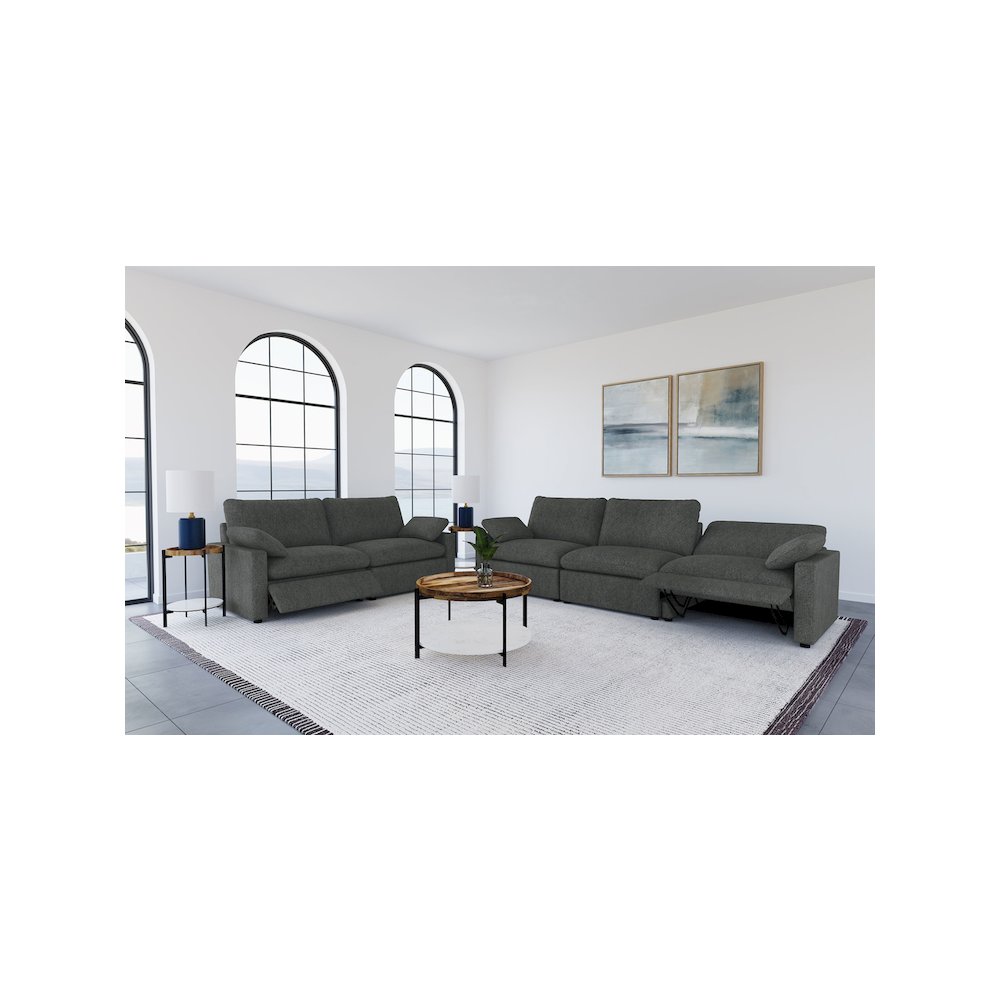 Collins Modular Power Loveseat Dark Grey. Picture 12