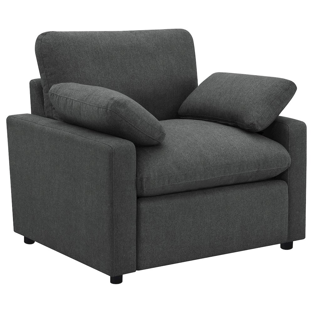 Collins Upholstered Power Recliner Chair Dark Grey. Picture 1