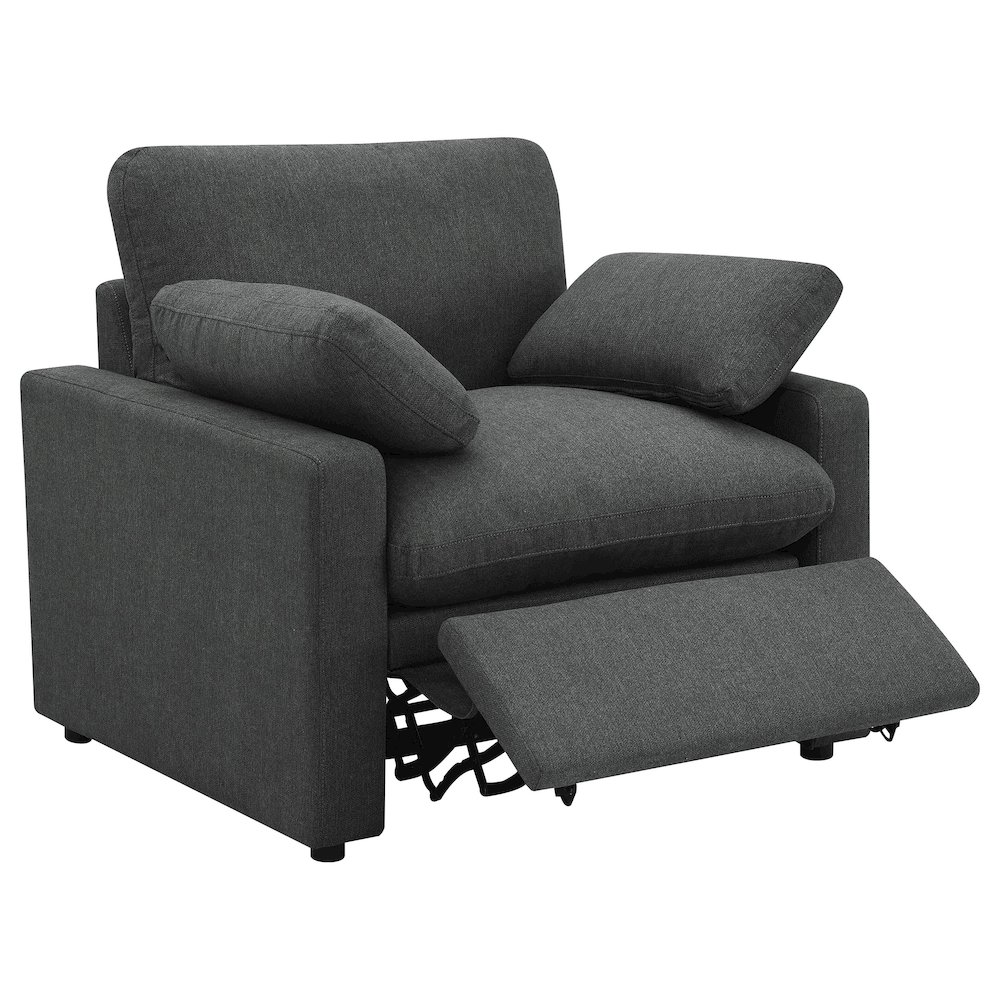 Collins Upholstered Power Recliner Chair Dark Grey. Picture 2