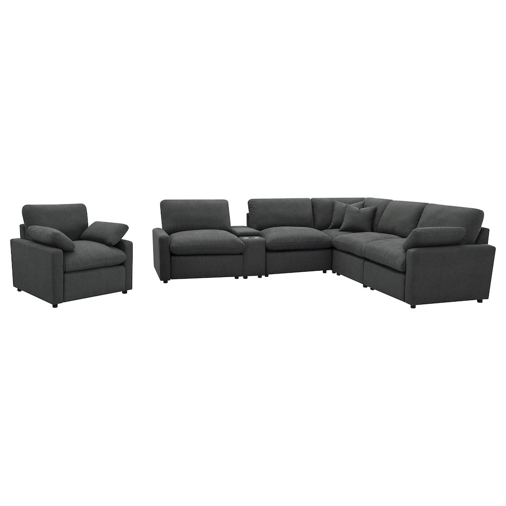 Collins Upholstered Power Recliner Chair Dark Grey. Picture 10