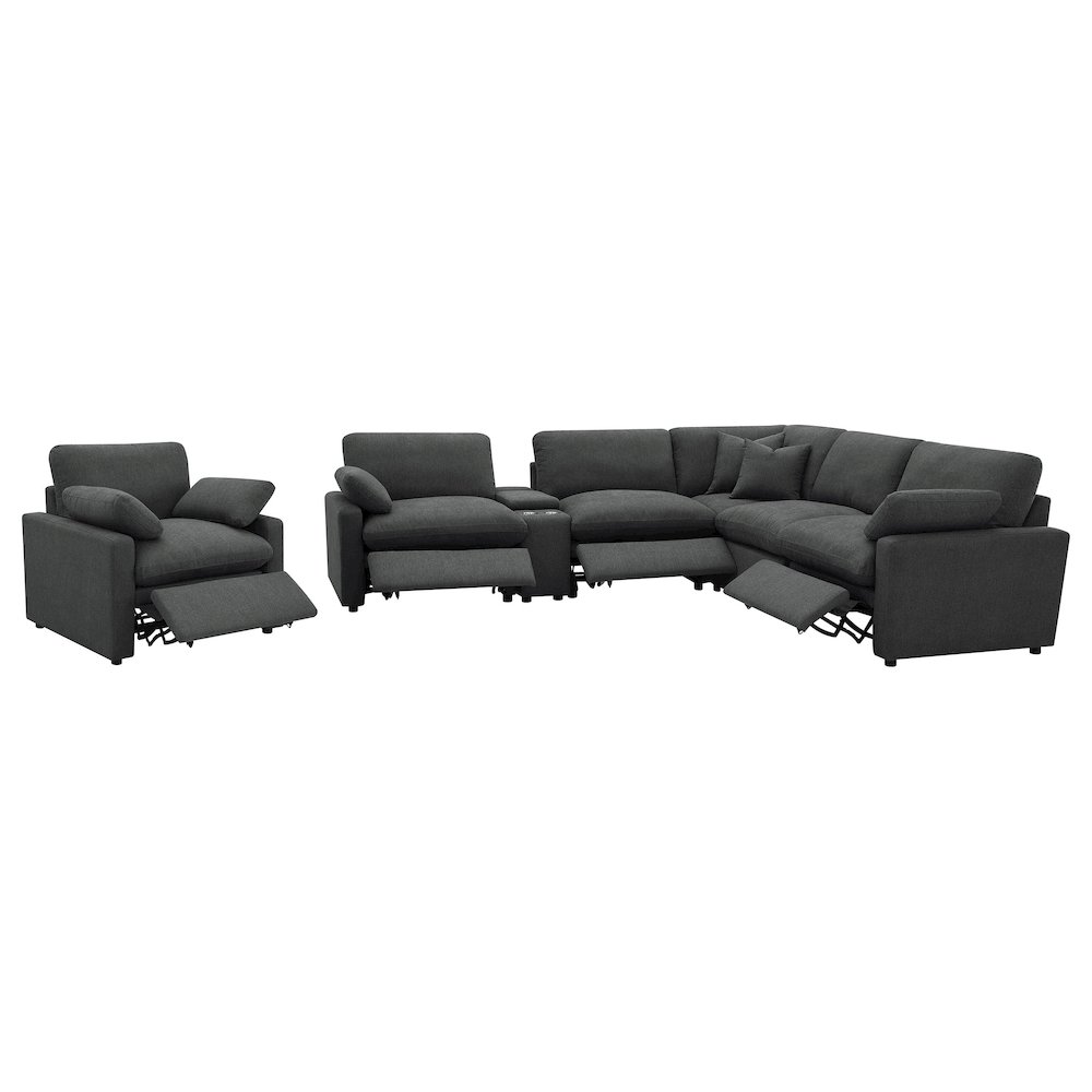Collins Upholstered Power Recliner Chair Dark Grey. Picture 11