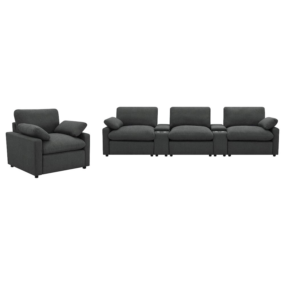 Collins Upholstered Power Recliner Chair Dark Grey. Picture 12