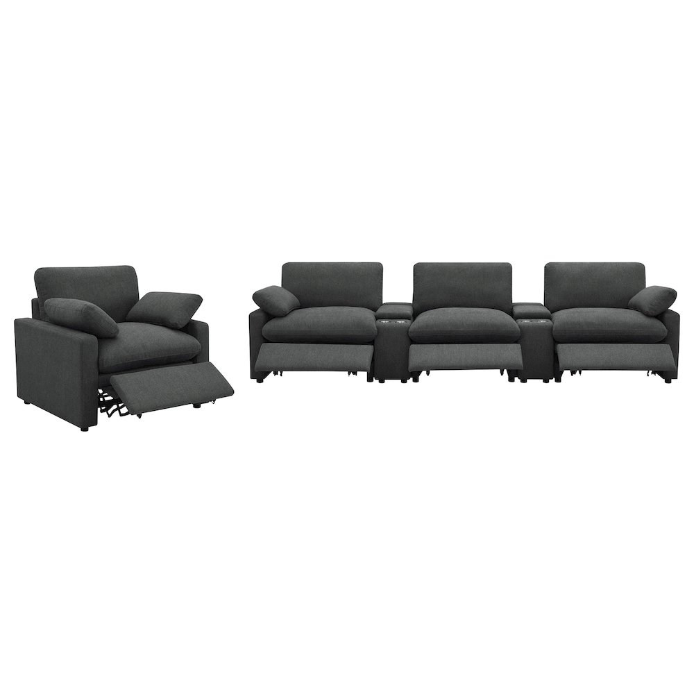 Collins Upholstered Power Recliner Chair Dark Grey. Picture 13