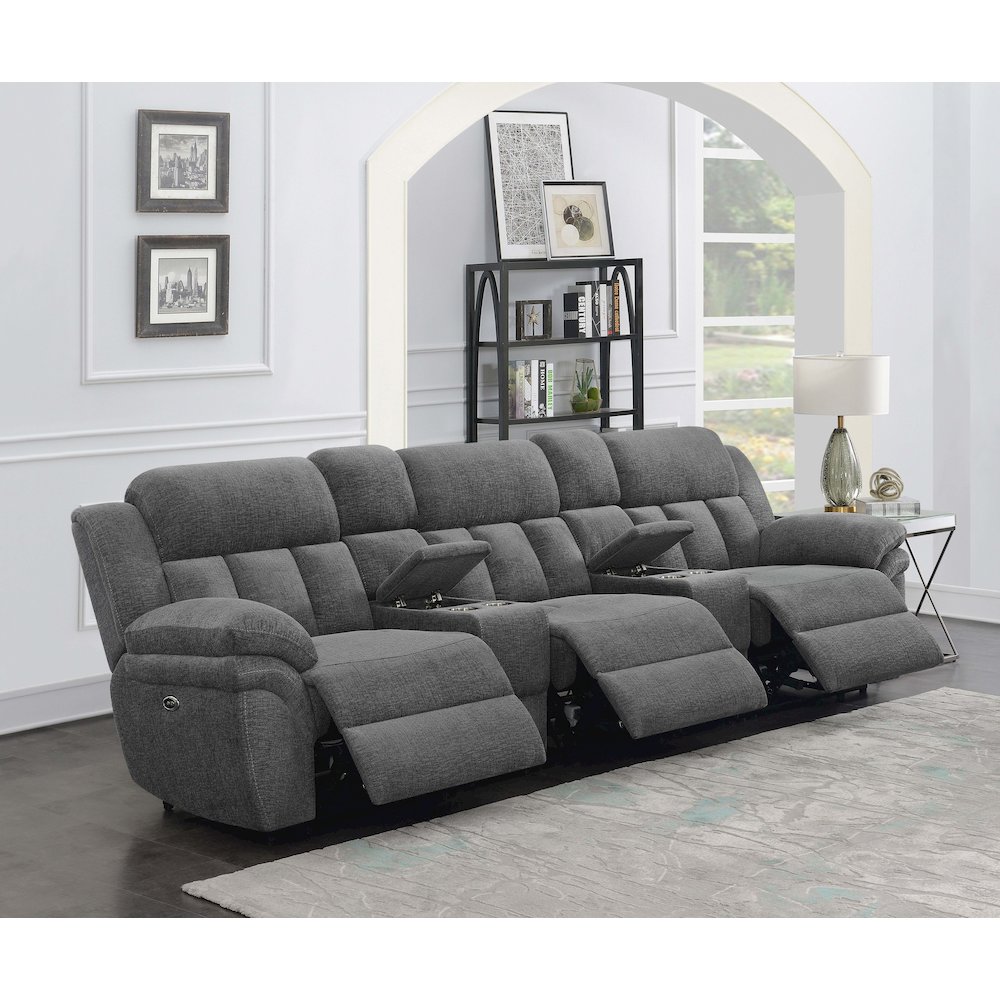 Bahrain 5-piece Power Home Theater Seating Charcoal. Picture 5