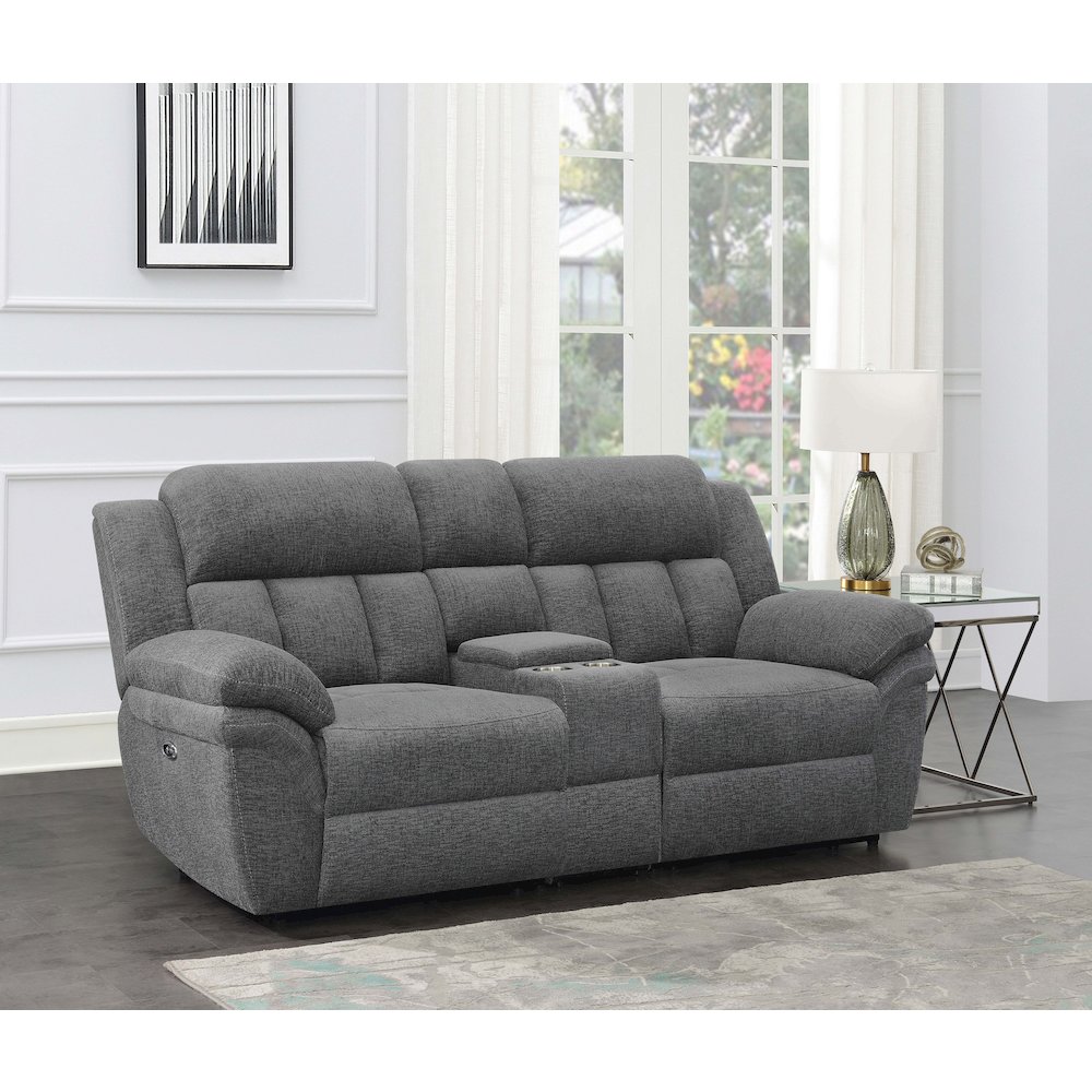 Bahrain Upholstered Power Loveseat Charcoal. Picture 1