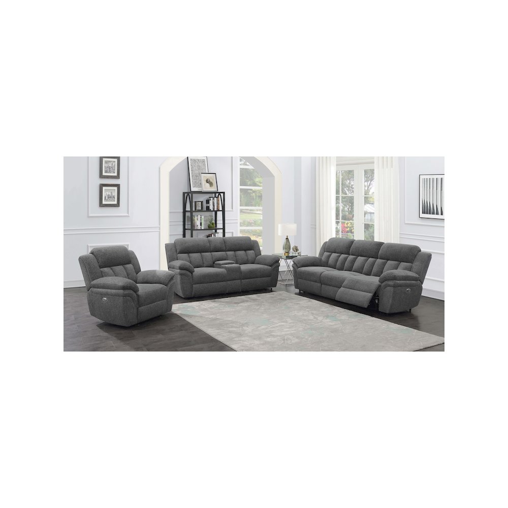 Bahrain Upholstered Power Loveseat Charcoal. Picture 5