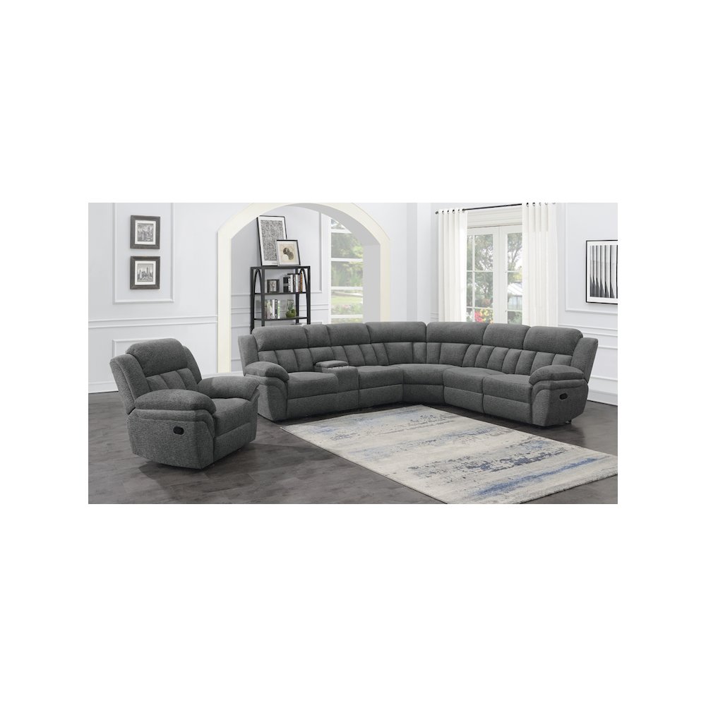 Bahrain Upholstered Glider Recliner Charcoal. Picture 13