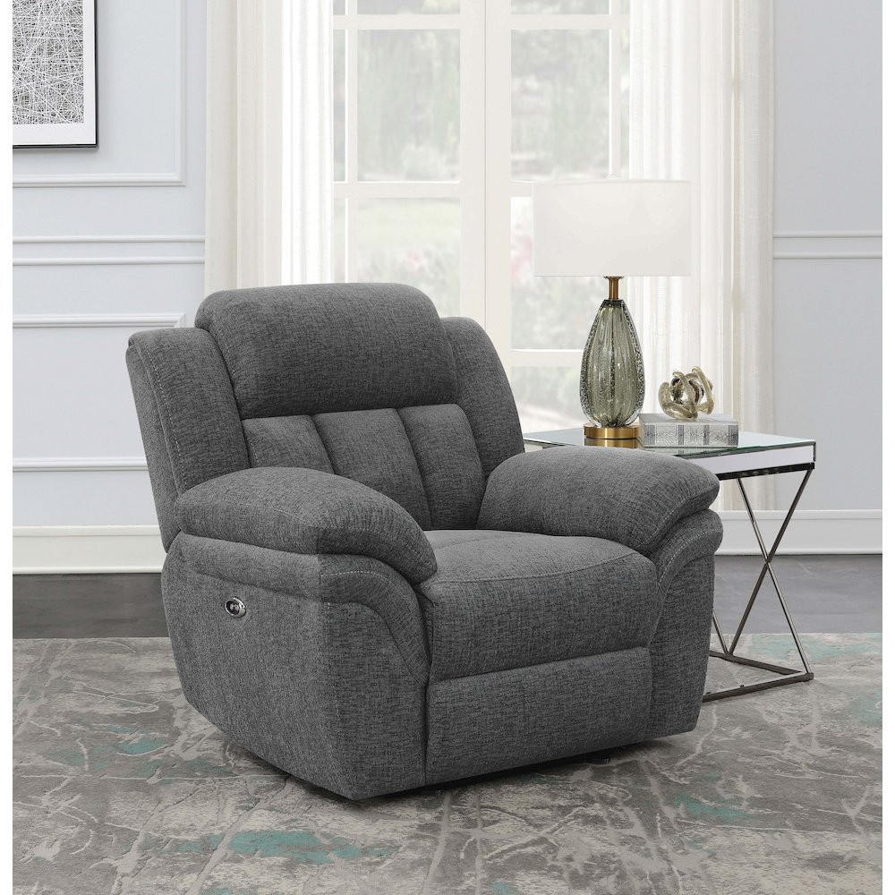 Bahrain Upholstered Power Glider Recliner Charcoal. Picture 10