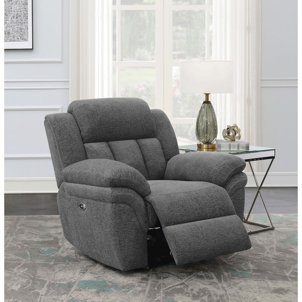 Bahrain Upholstered Power Glider Recliner Charcoal. Picture 12
