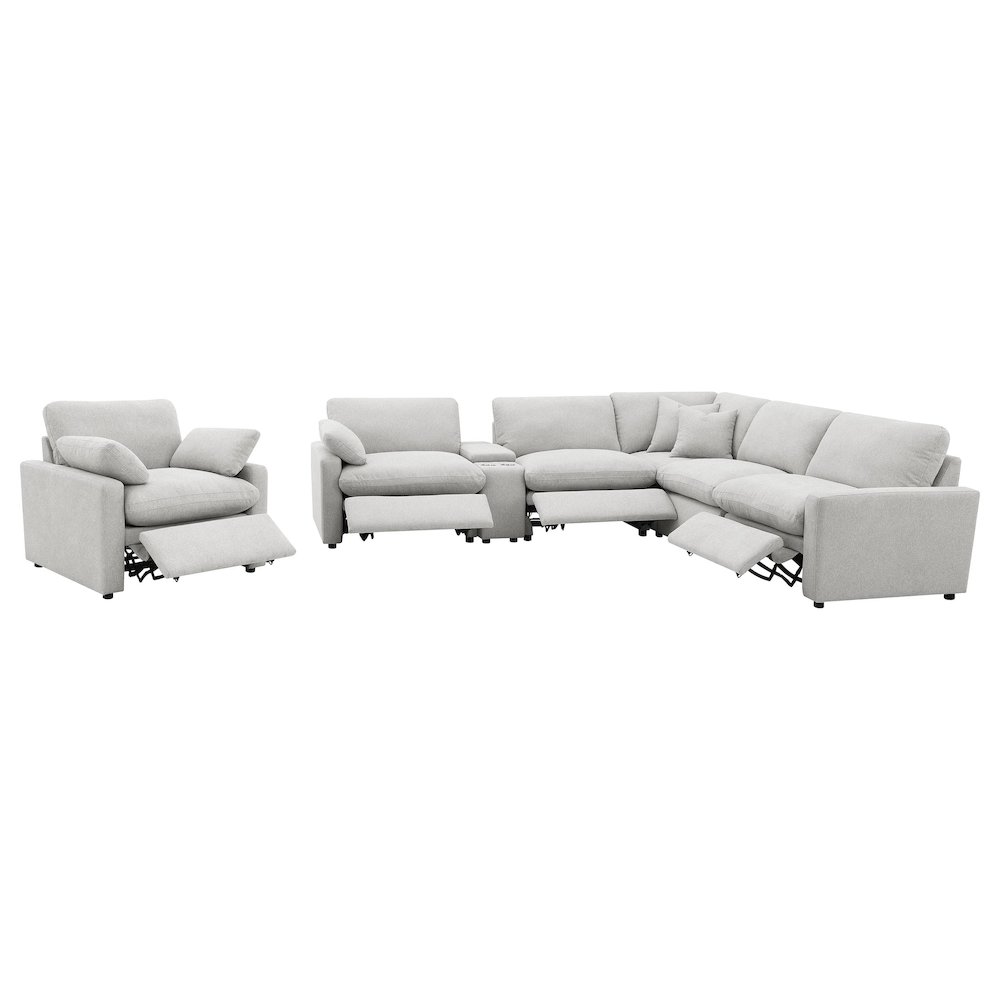 Collins Upholstered Power Recliner Chair Grey. Picture 11