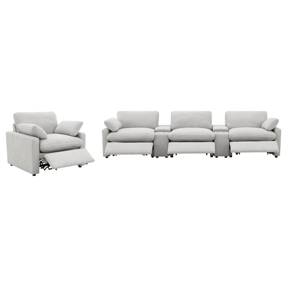 Collins Upholstered Power Recliner Chair Grey. Picture 13