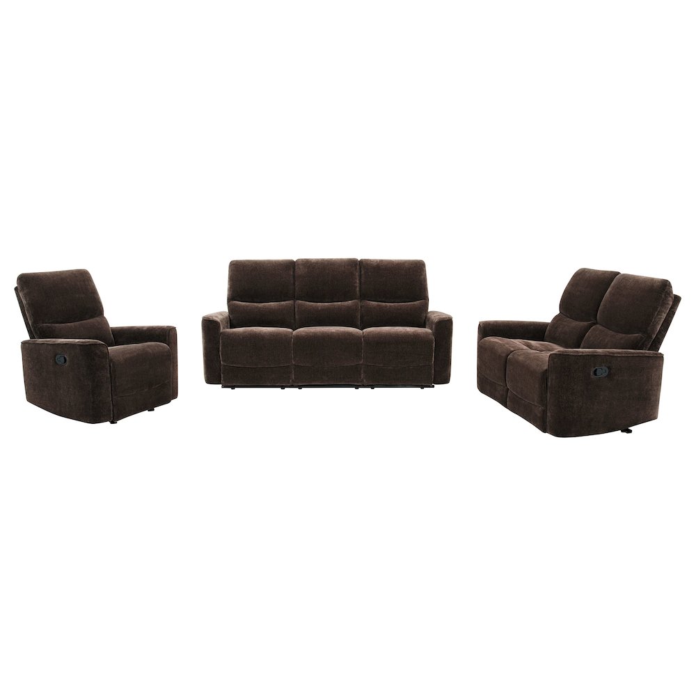 Navarro 3-piece Upholstered Reclining Sofa Set Dark Brown. Picture 1