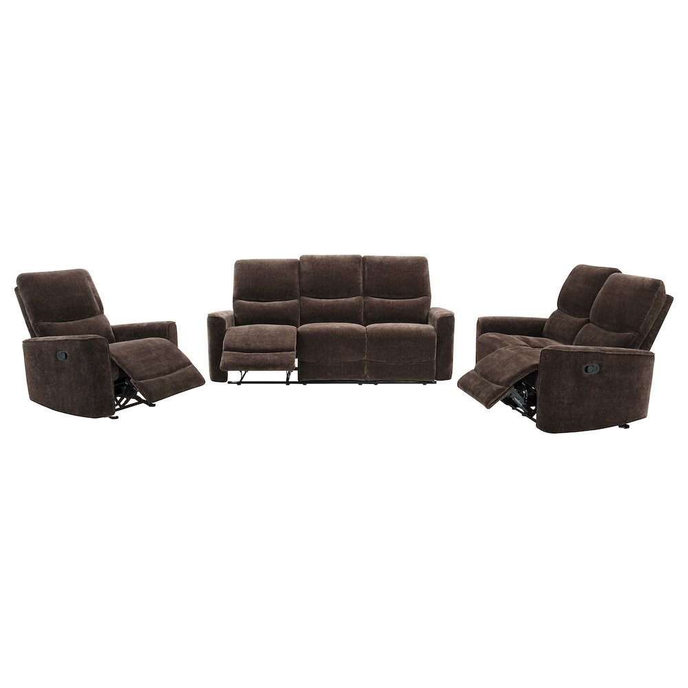 Navarro 3-piece Upholstered Reclining Sofa Set Dark Brown. Picture 2