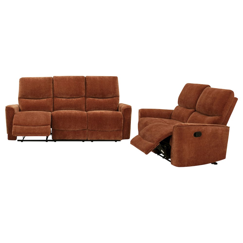 Navarro 2-piece Upholstered Reclining Sofa Set Orange. Picture 1