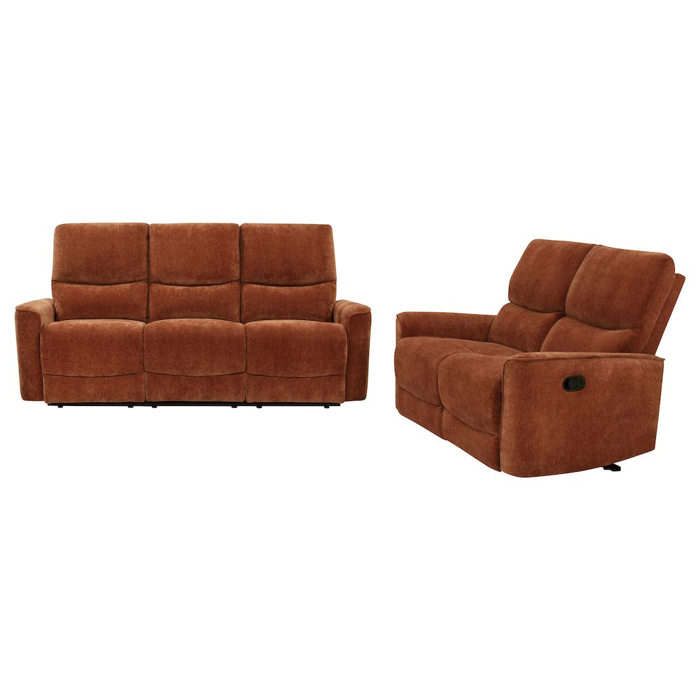 Navarro 2-piece Upholstered Reclining Sofa Set Orange. Picture 2